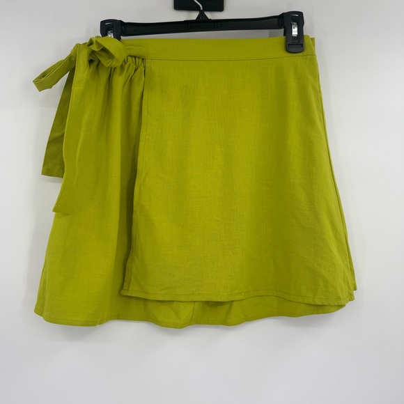 A New Day Lime Green Women's XS Tie Mini a-Line Skirt NWT - Picture 3 of 8